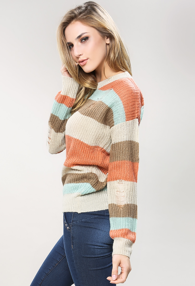 Torn Stripe Sweater 