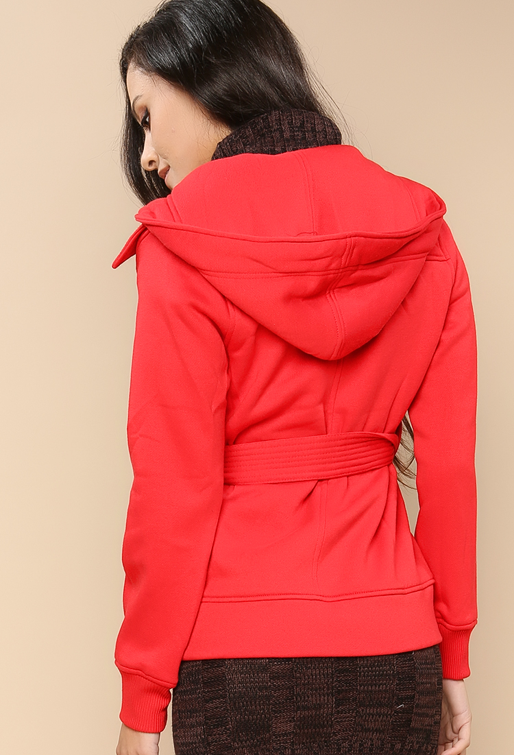 Casual Belted Hooded Jacket