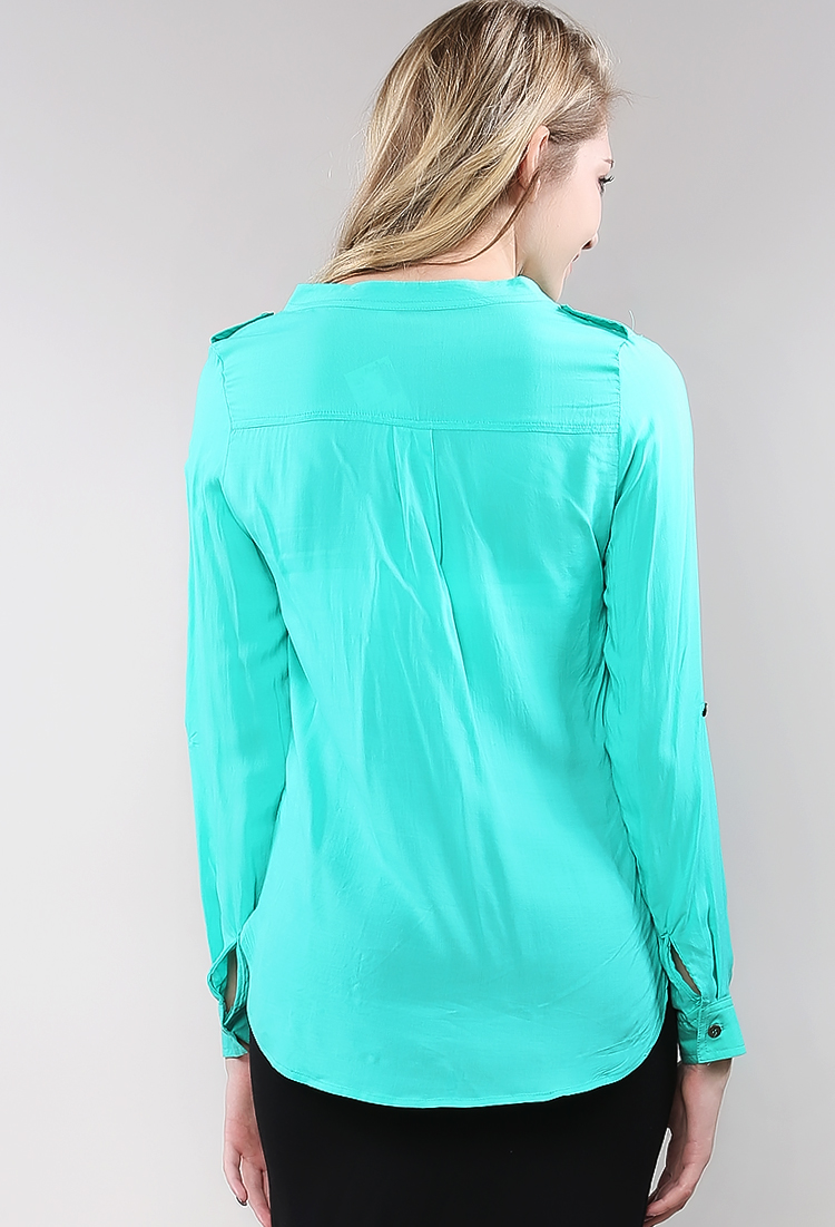 Two Pocket Roll-Up Blouse