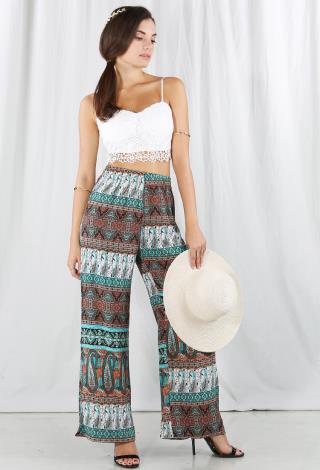 Abstract Pattern Wide Pants