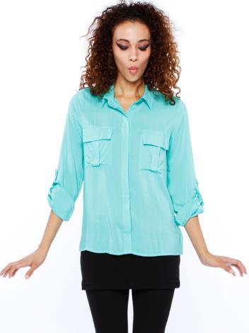 Classic Two-Pocket Button-Up Blouse