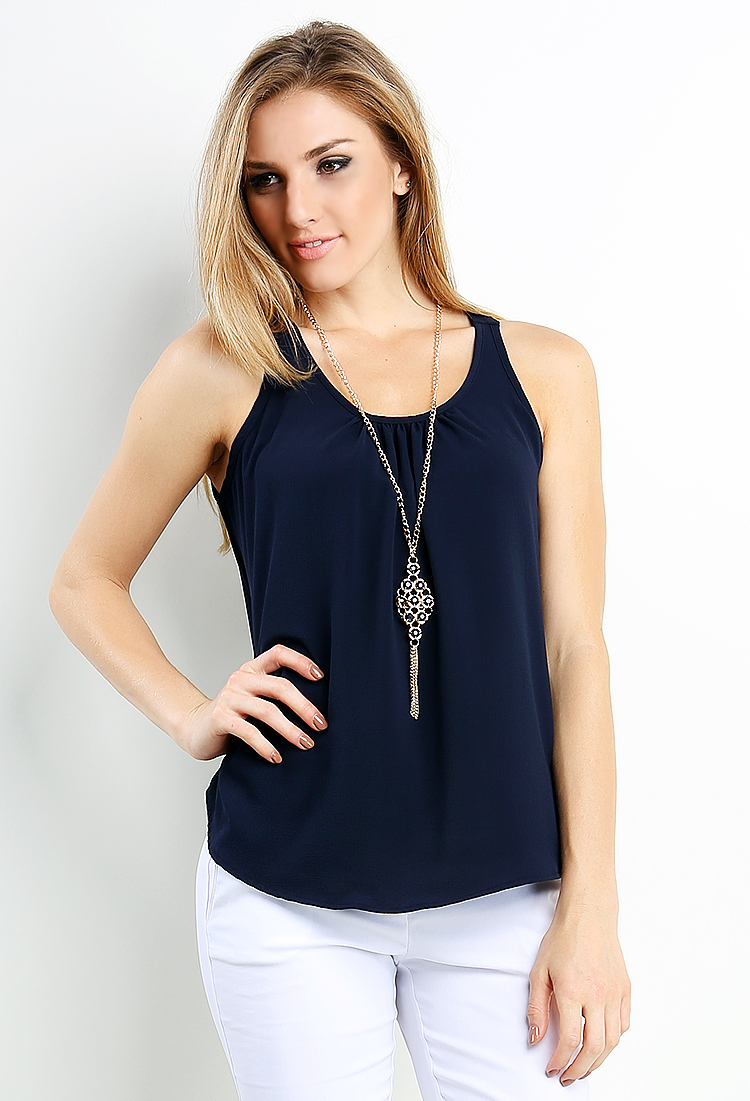 Textured Top W/ Necklace