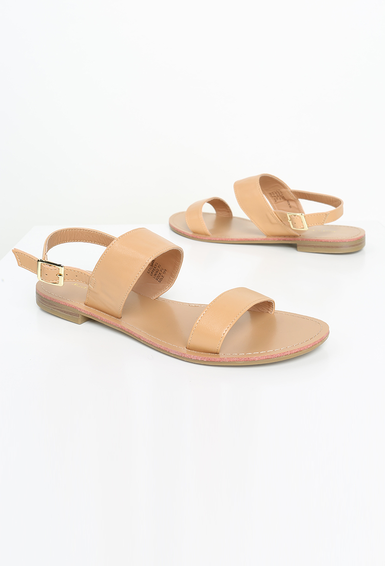 Faux Leather Slingback Sandals