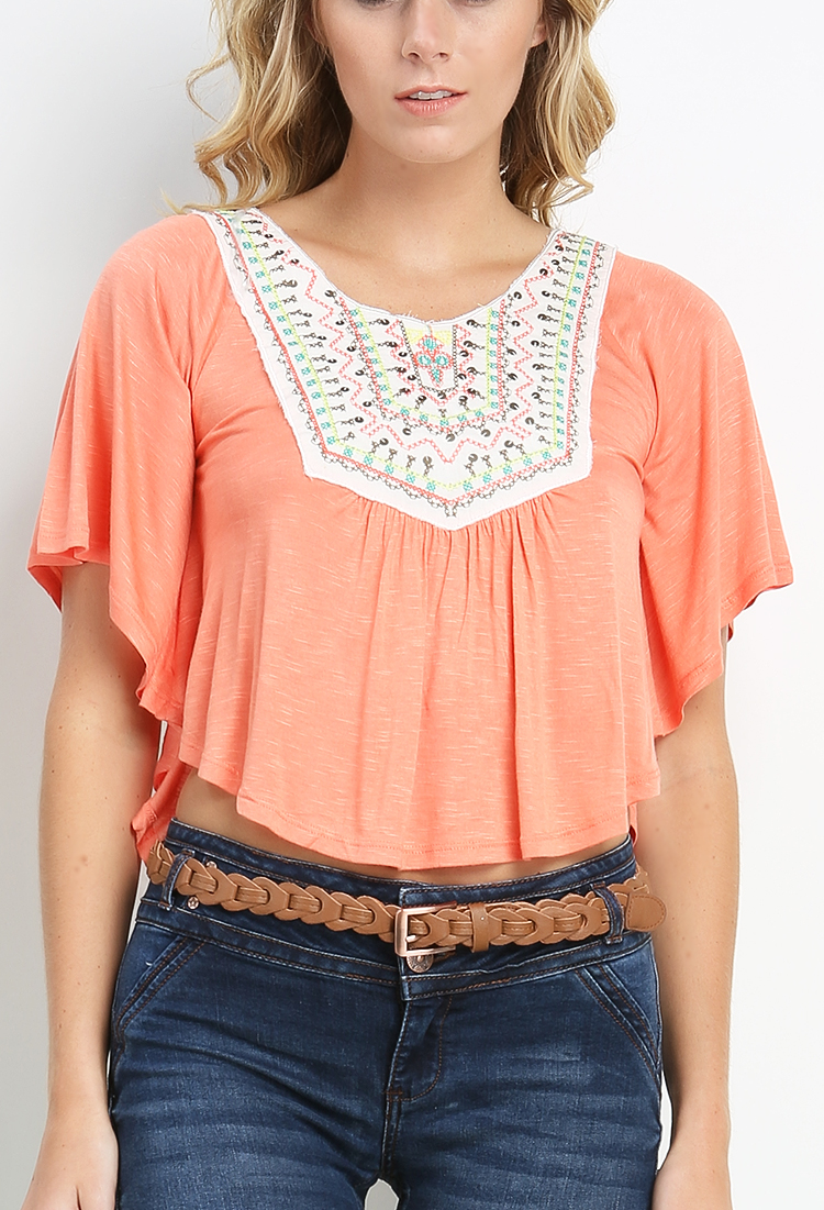 Multi-Colored Embroidered  Top
