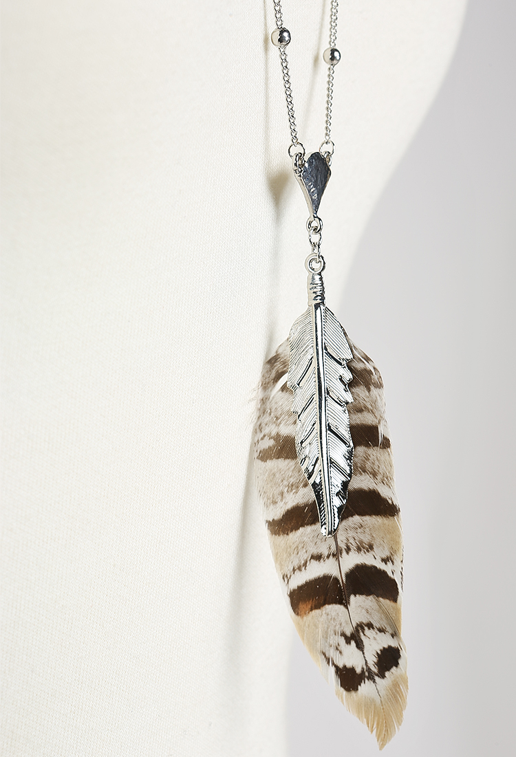 Feather And Leaves Necklace
