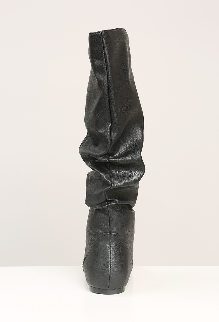 Faux Leather Long Boots