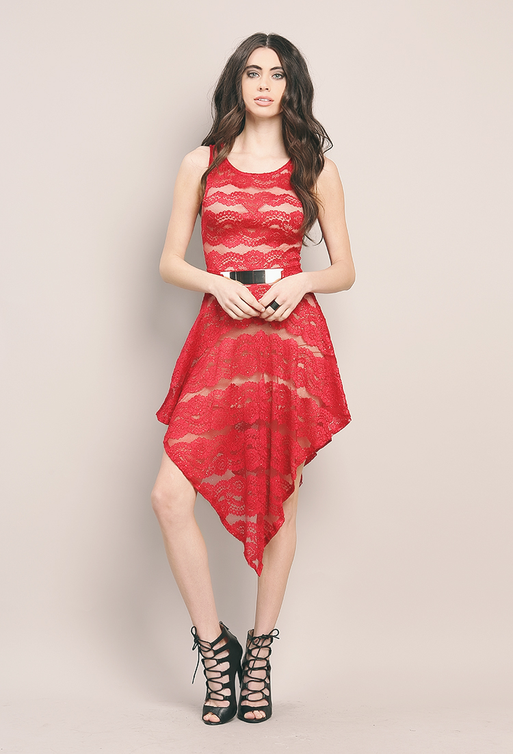 Lace Overlay Dress W/Goldbar