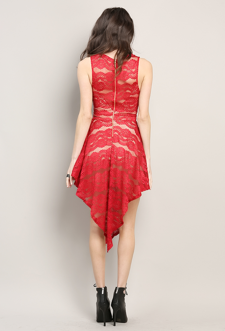 Lace Overlay Dress W/Goldbar