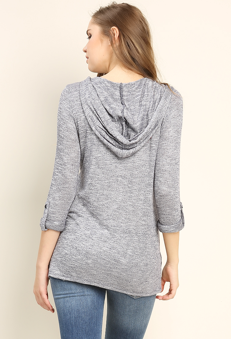 Marled Knit Hooded Top