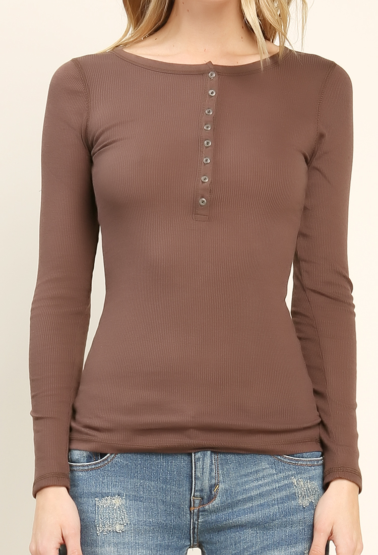 Button Ribbed Basic Top