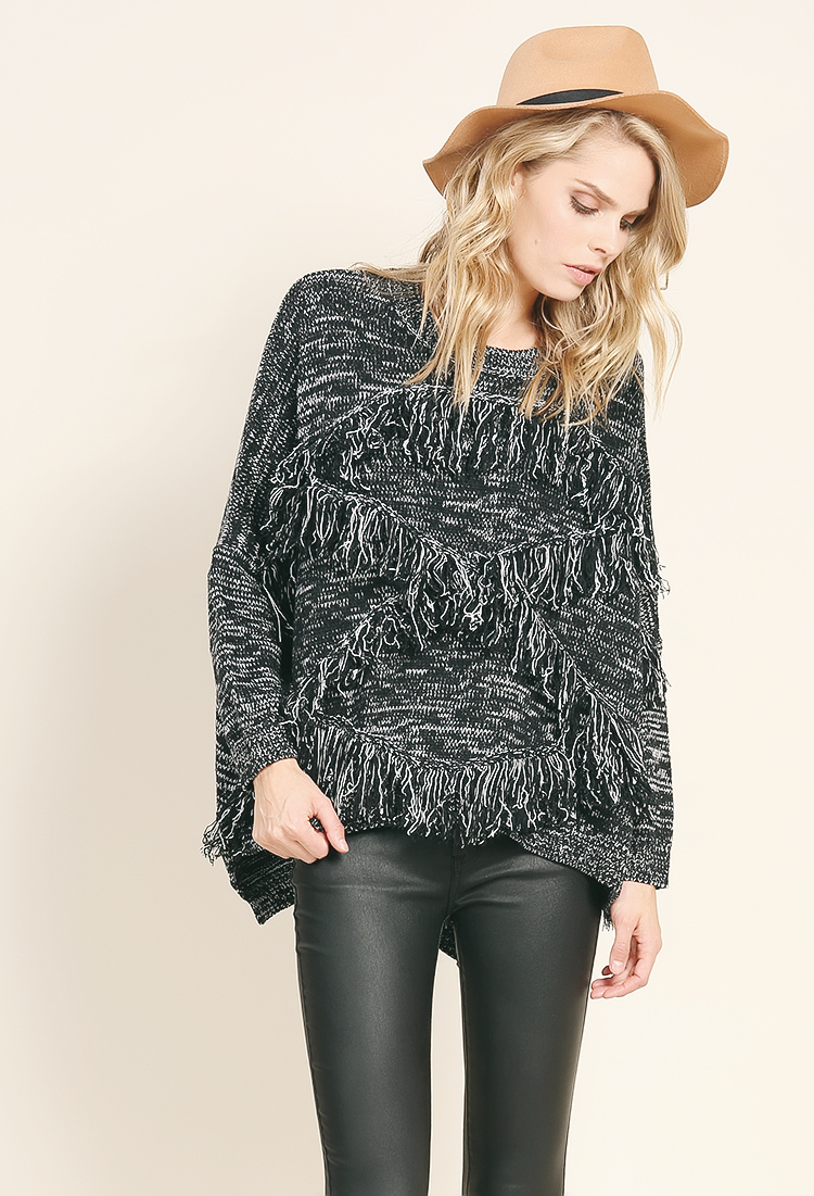 Fringe Accented Knit Sweater