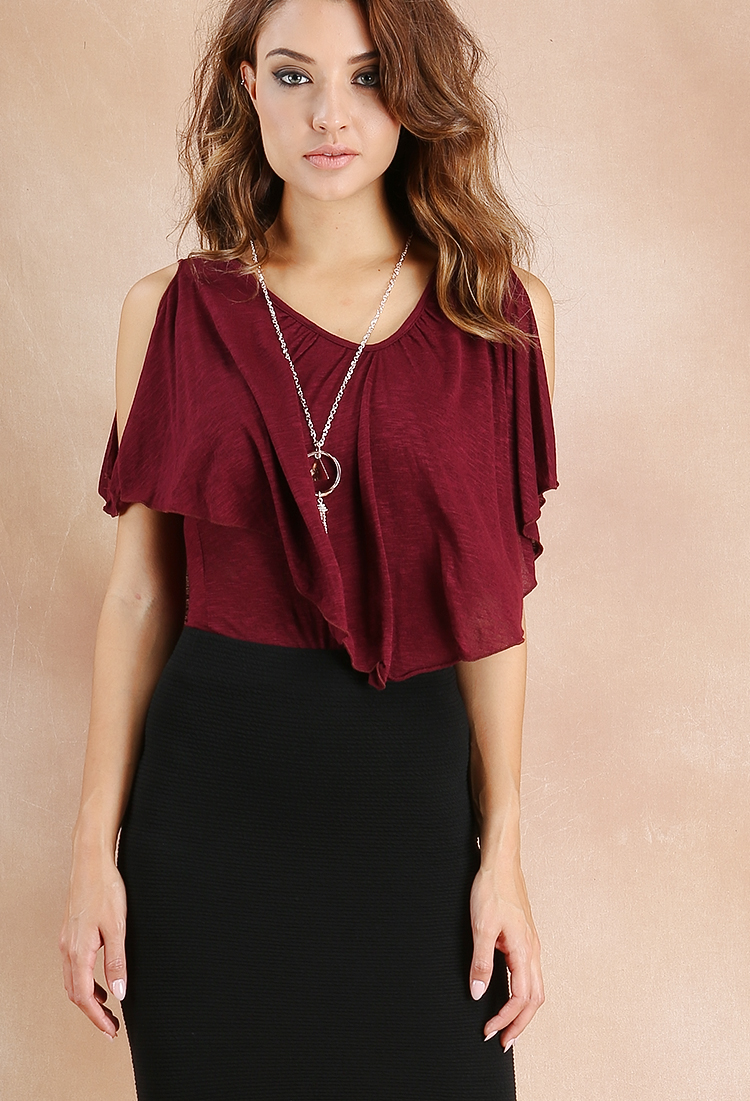 Flutter Sleeve Top W/Necklace