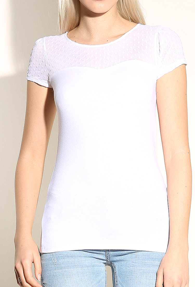 Cap Sleeved Top With Flocked Detail