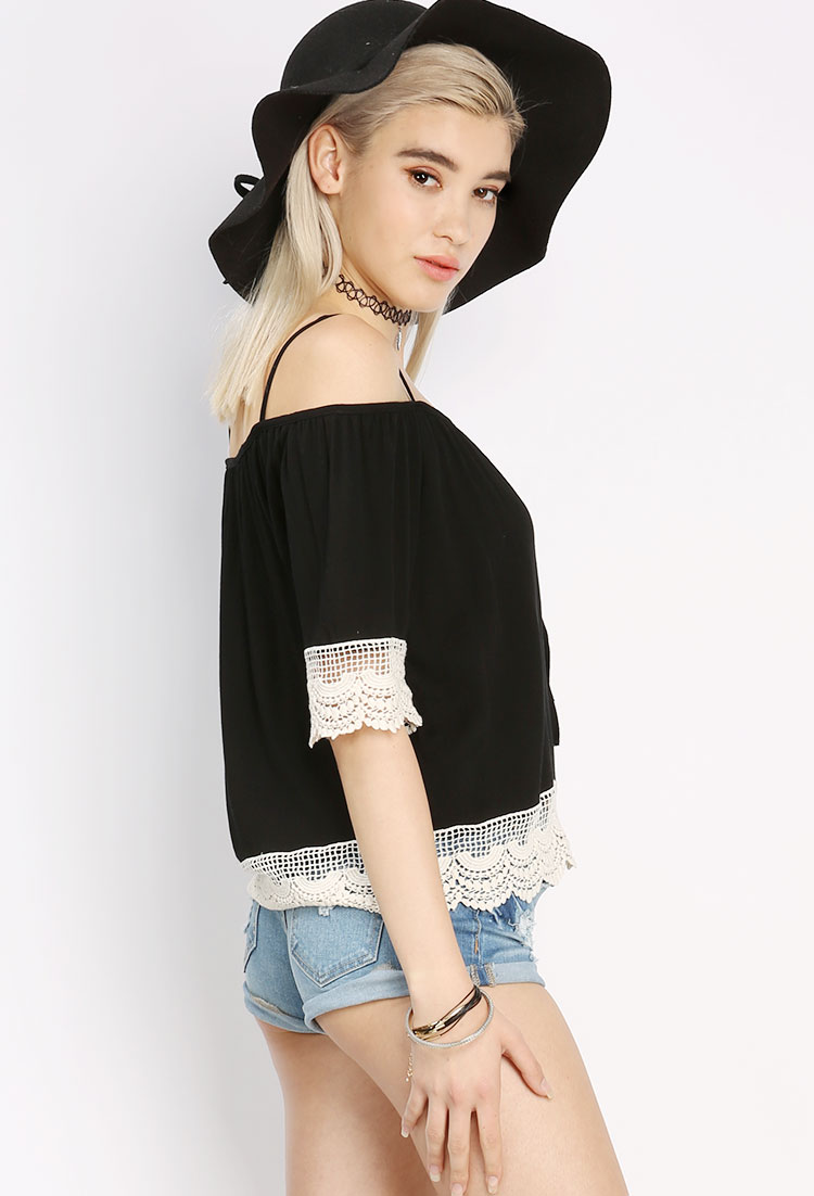 Loose Fitted Crochet Accented Top 