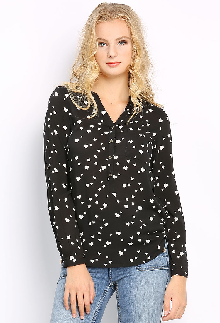 Hearts Patterned Blouse