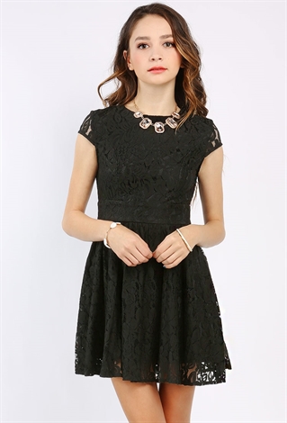 Lace Overlay Scoop Back Dress