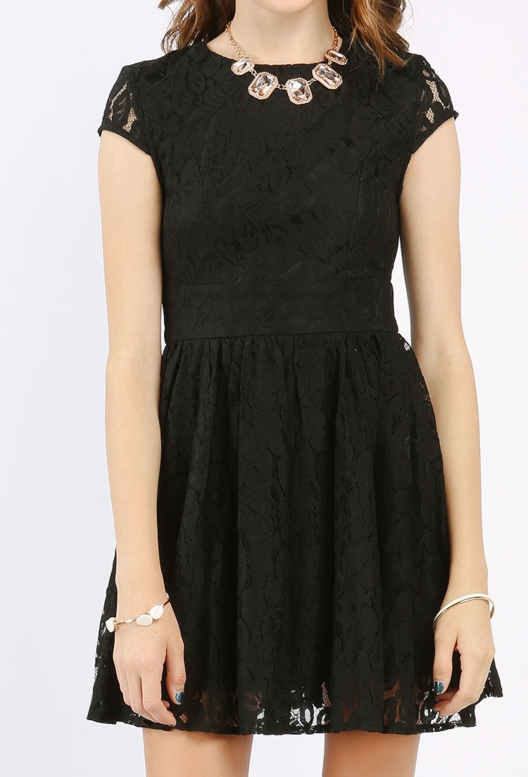 Lace Overlay Scoop Back Dress