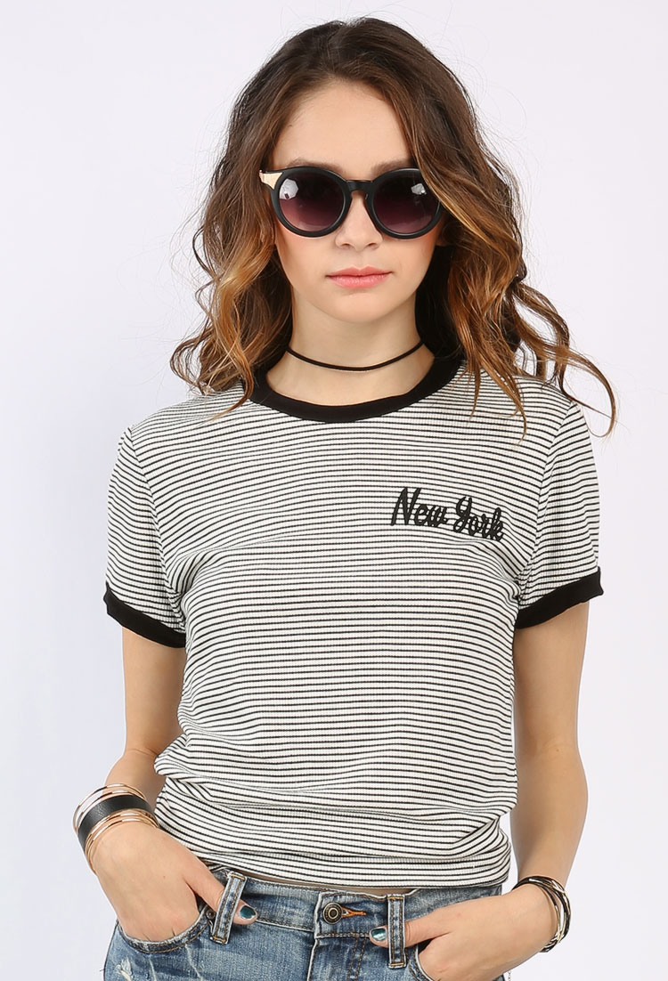 Striped New York Graphic Top