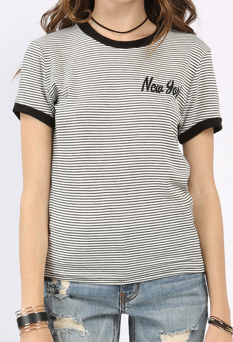 Striped New York Graphic Top