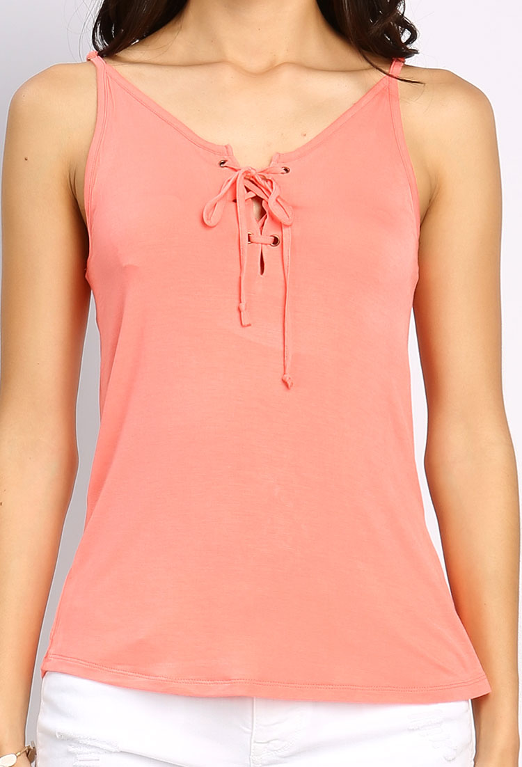Lace Up Detail Basic Top