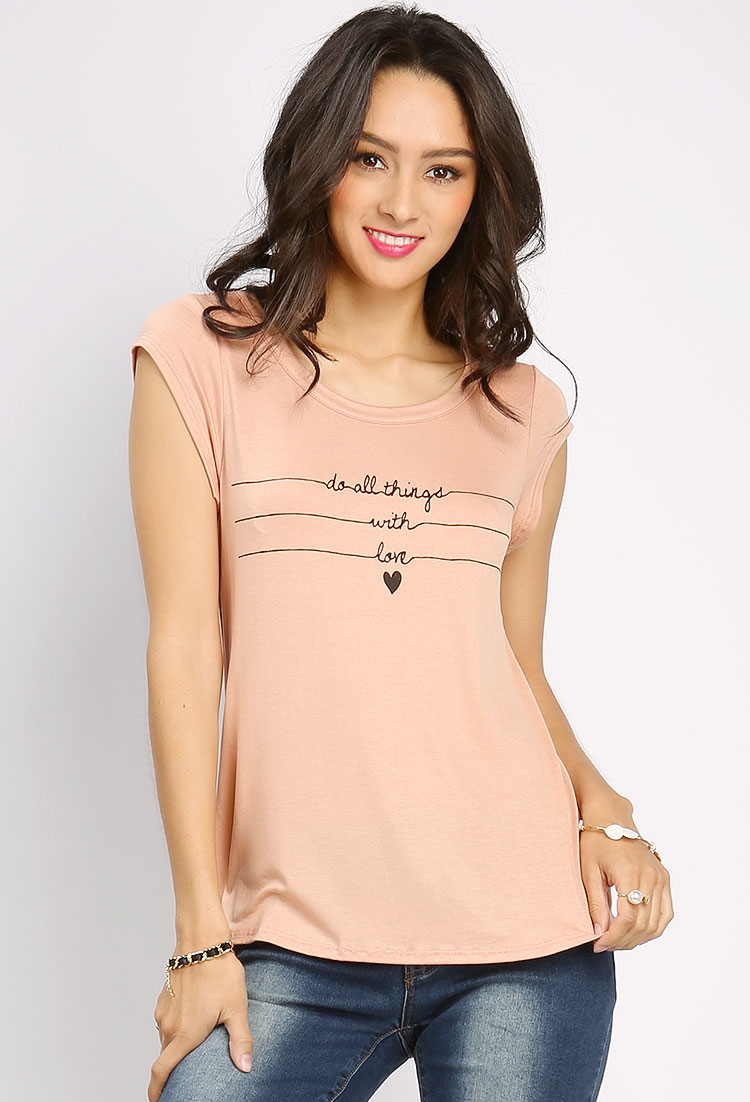 DO ALL THINGS WITH LOVE Printed Top