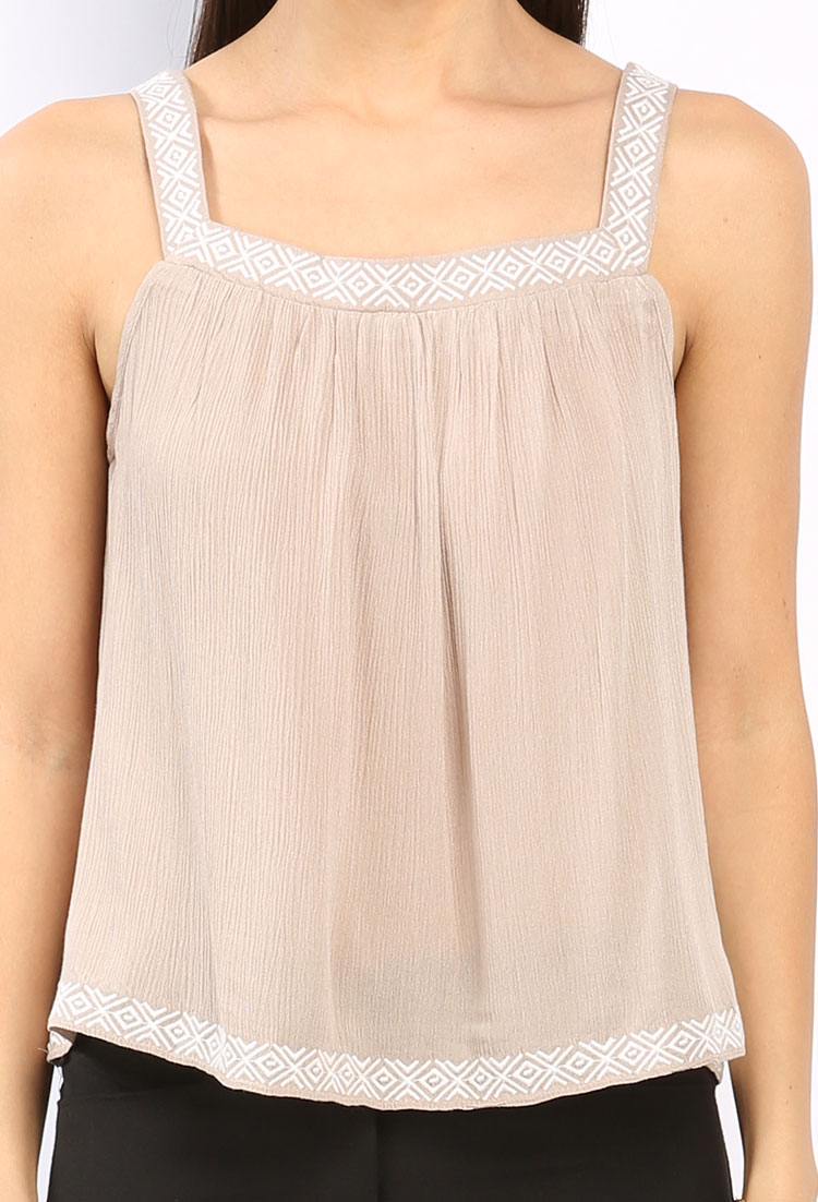 Embroidered Detail Sleeveless Top