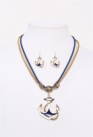 Anchor Necklace & Earrings Set 