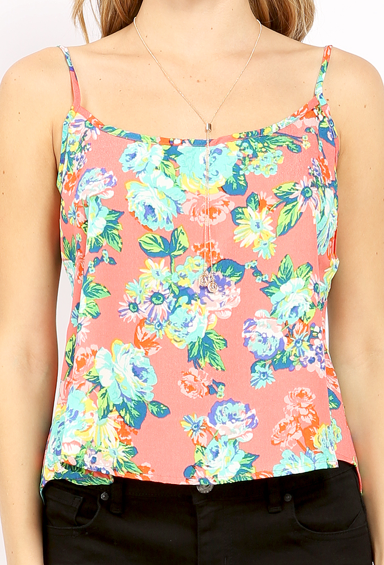 Back Open Floral Chiffon Cami
