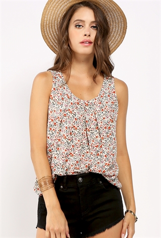 Floral Patterned Sleeveless Top
