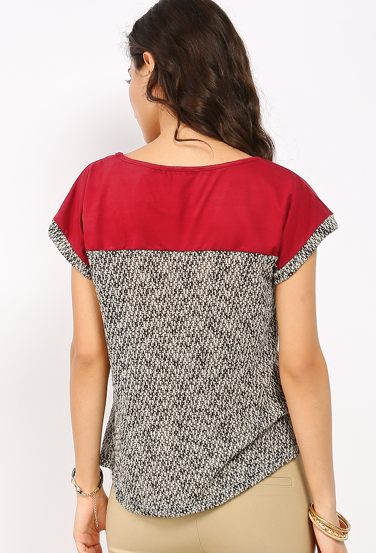 Suede Detail Knit Top