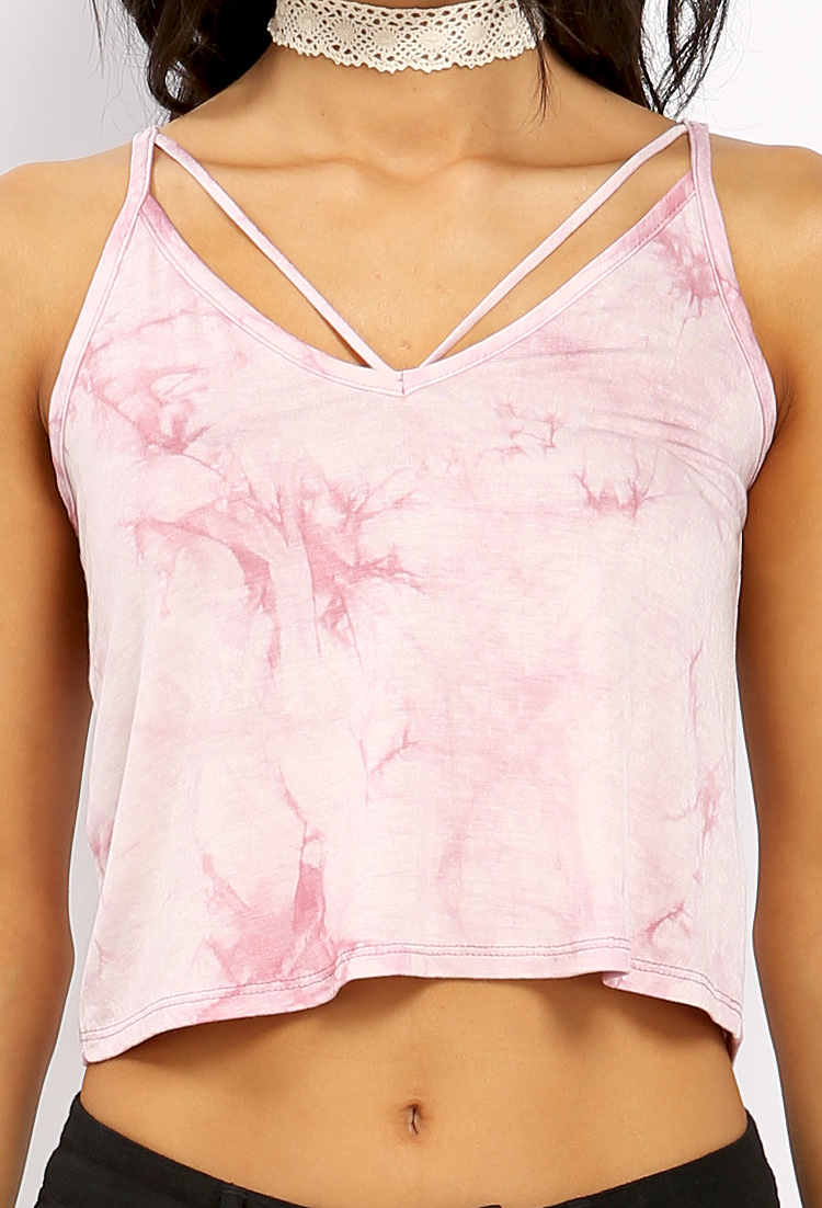 Tie-Dyed Strappy Cami Crop Top