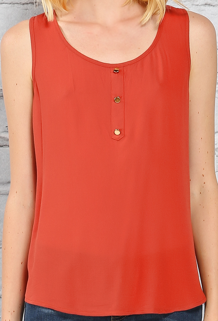 Button Accented Tank Blouse