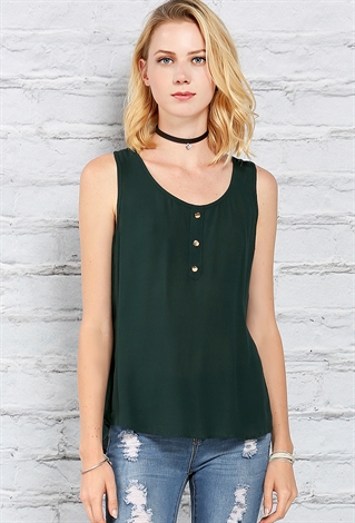 Button Accented Tank Blouse