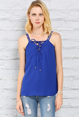 Front Lace Up Cami Blouse