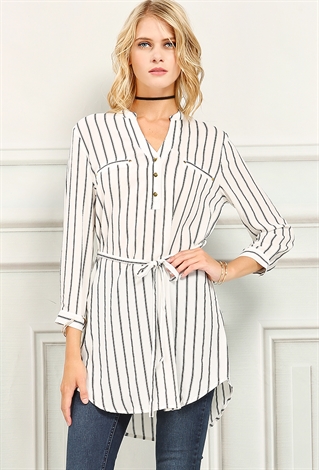 Longline Striped Belted Tunic