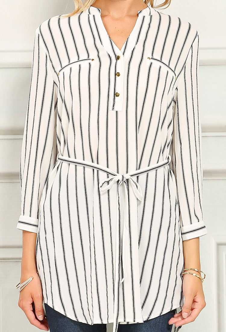 Longline Striped Belted Tunic