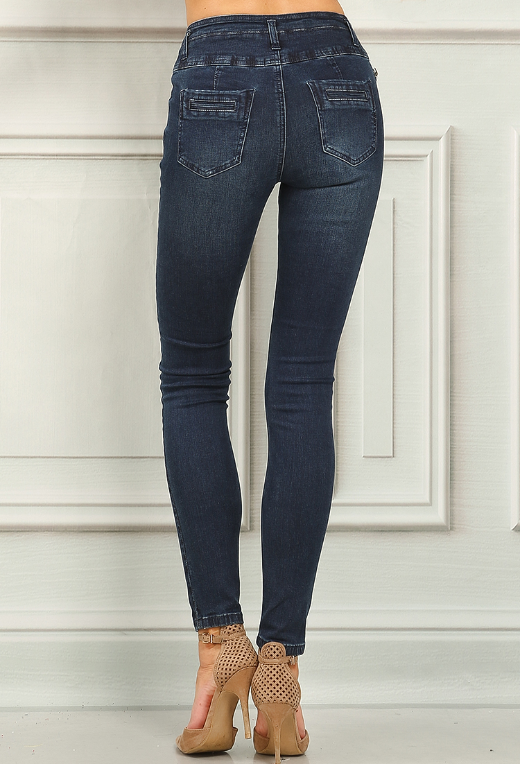 High Rise 3 Buttons Jeans