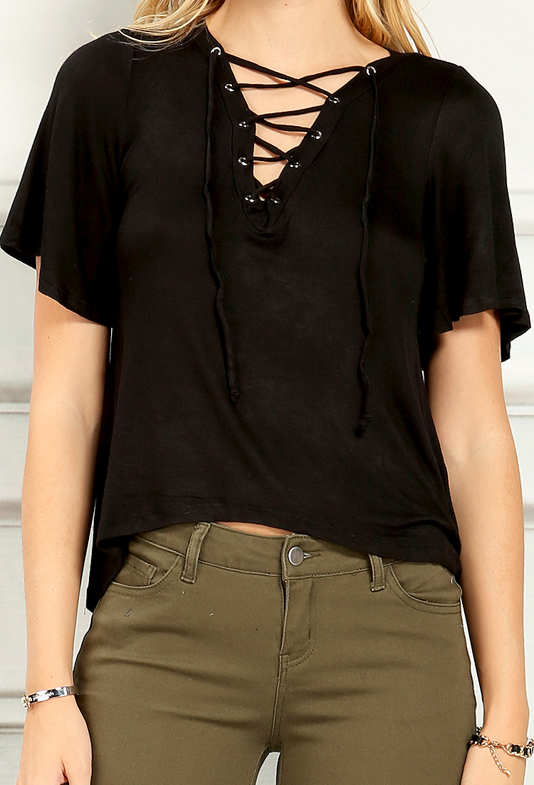 Lace-Up Flare Tee