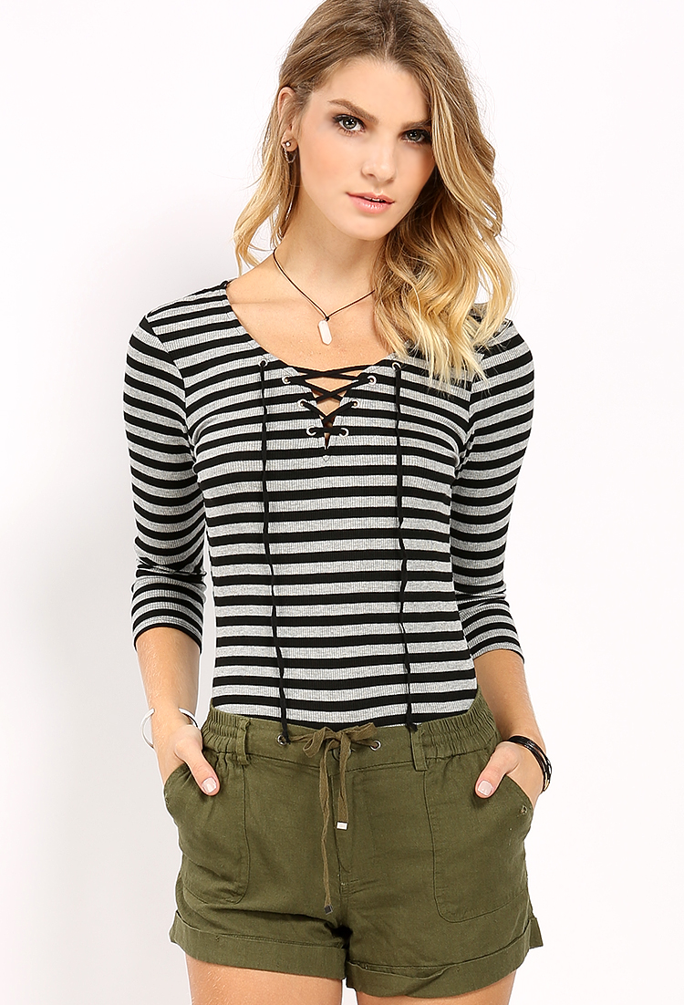 Lace-Up Striped Top