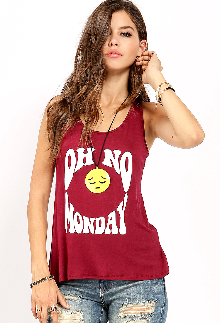 OH NO MONDAY Graphic Tee W/Necklace