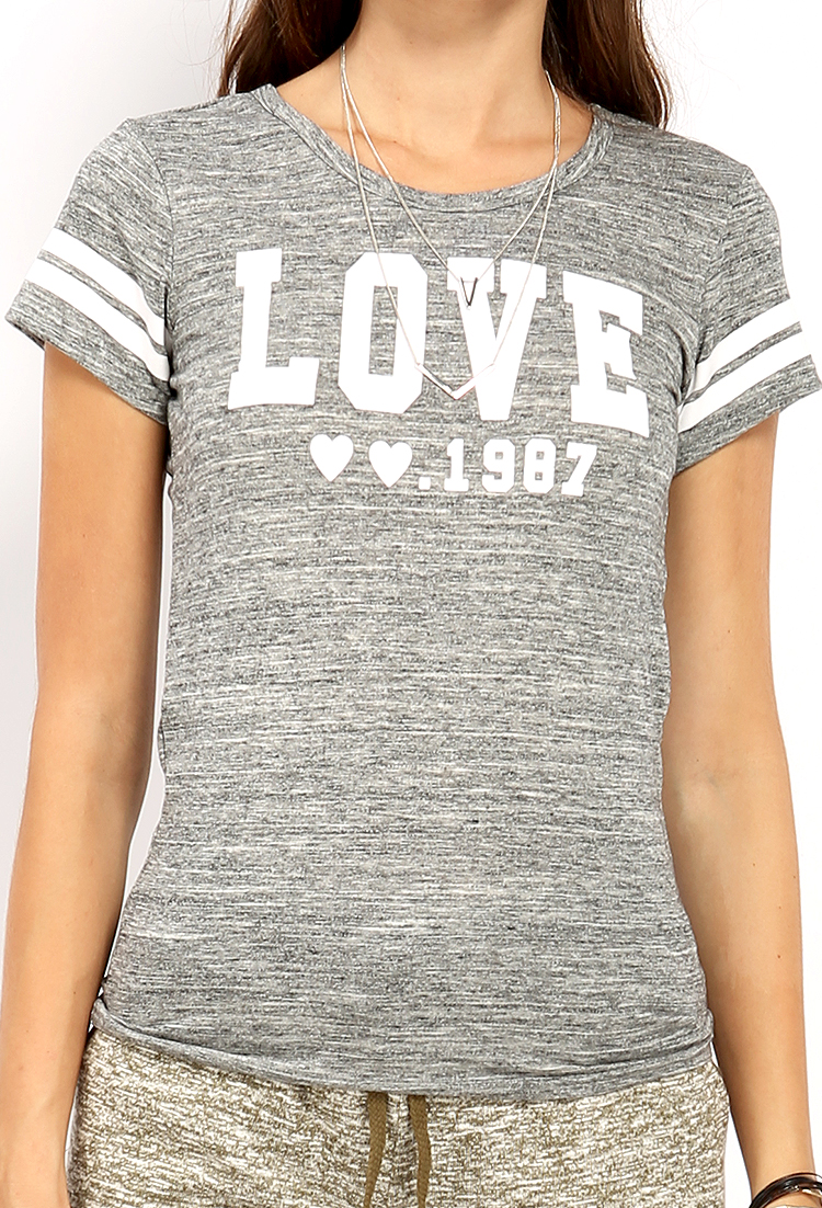 LOVE 1987 Graphic Varsity-Stripe Top