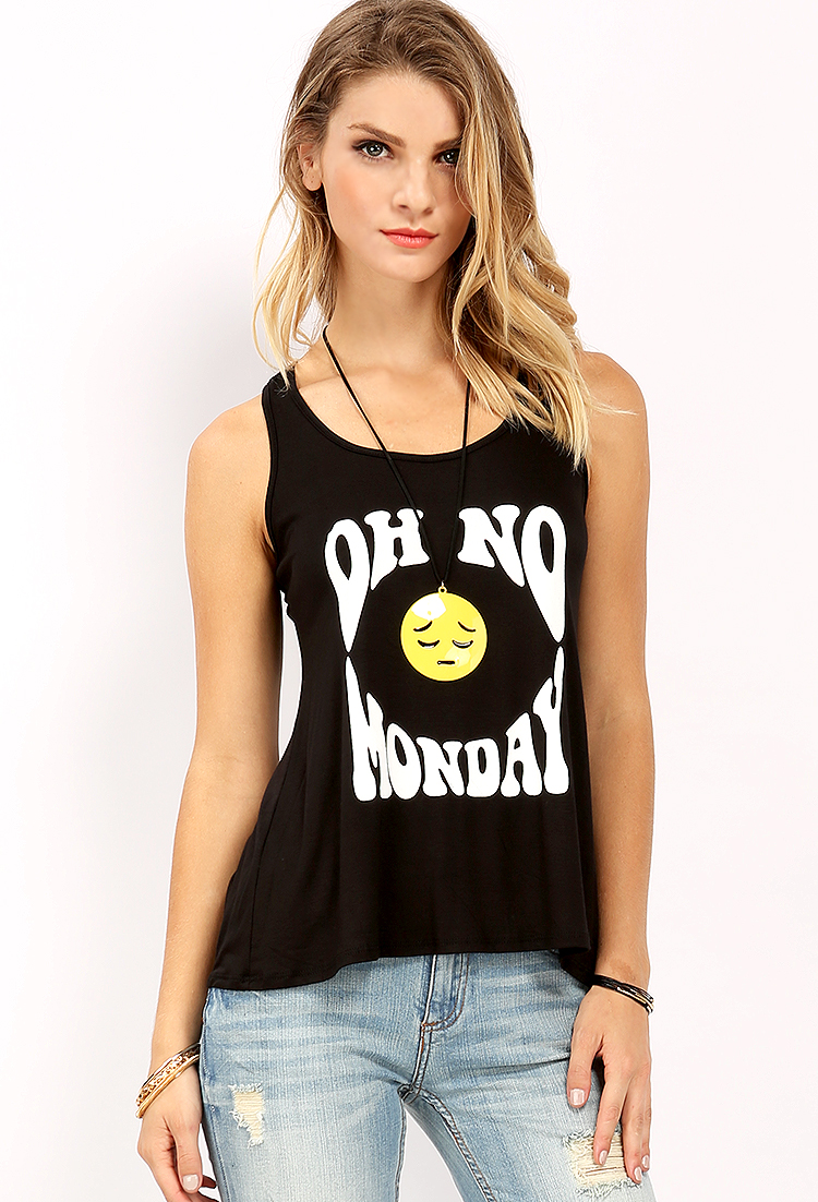 OH NO MONDAY Graphic Tee W/Necklace