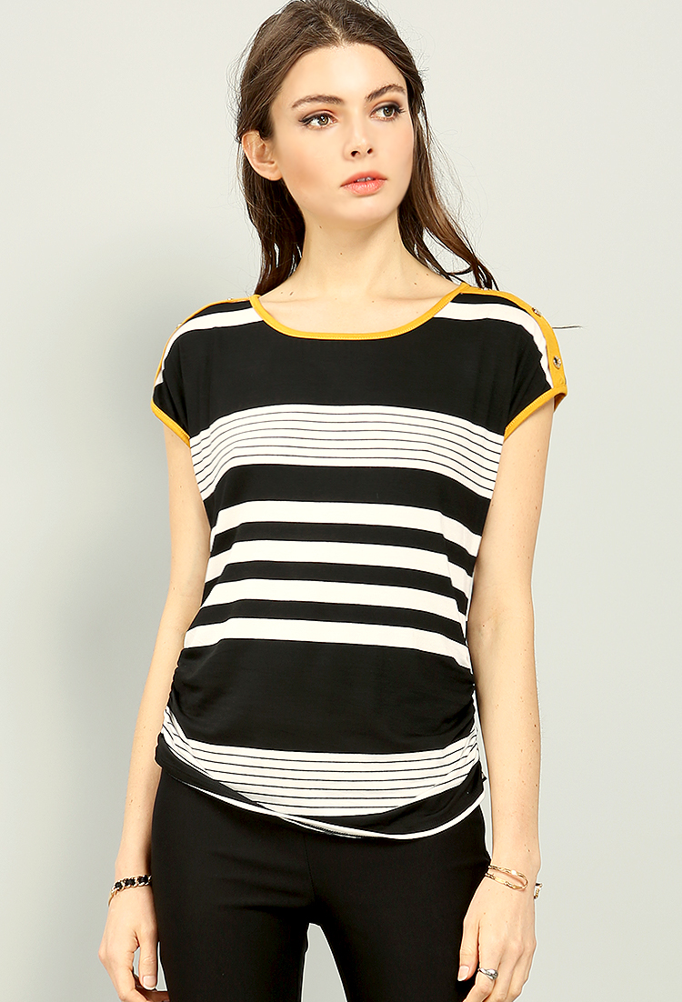 Striped Side Shirring Top