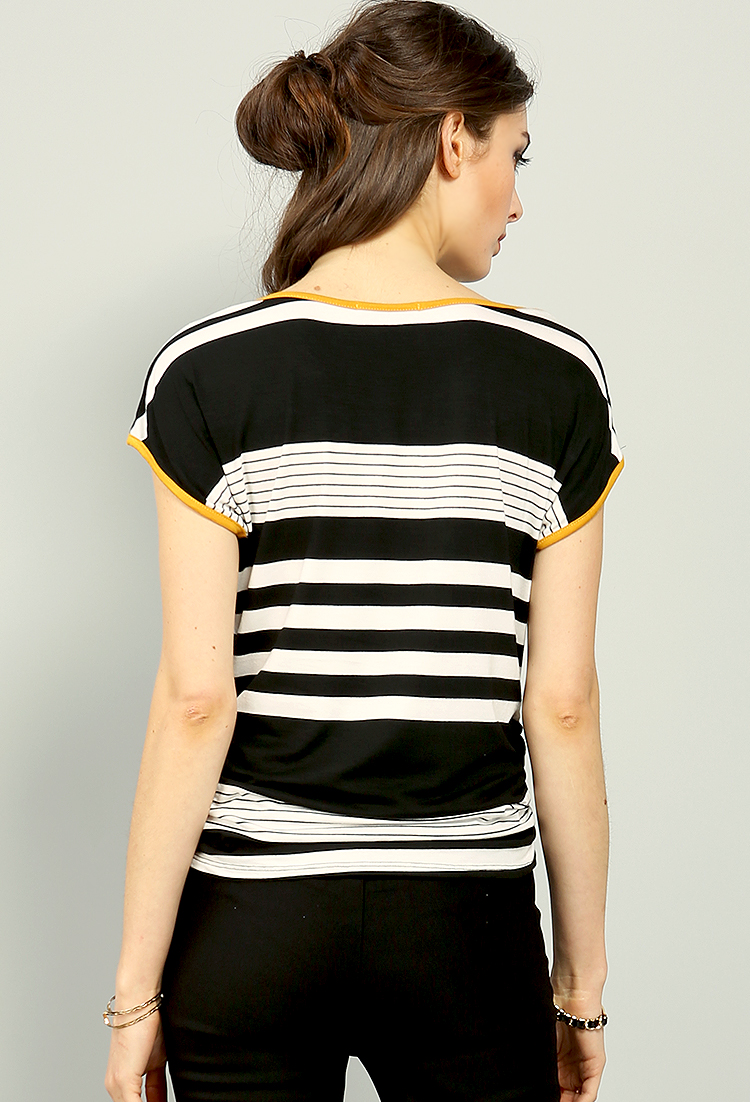 Striped Side Shirring Top