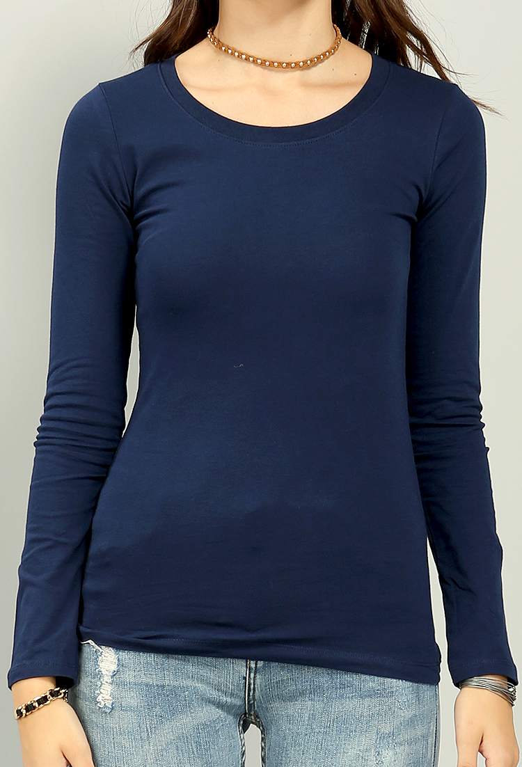 Classic Round Neck Long Sleeve Top