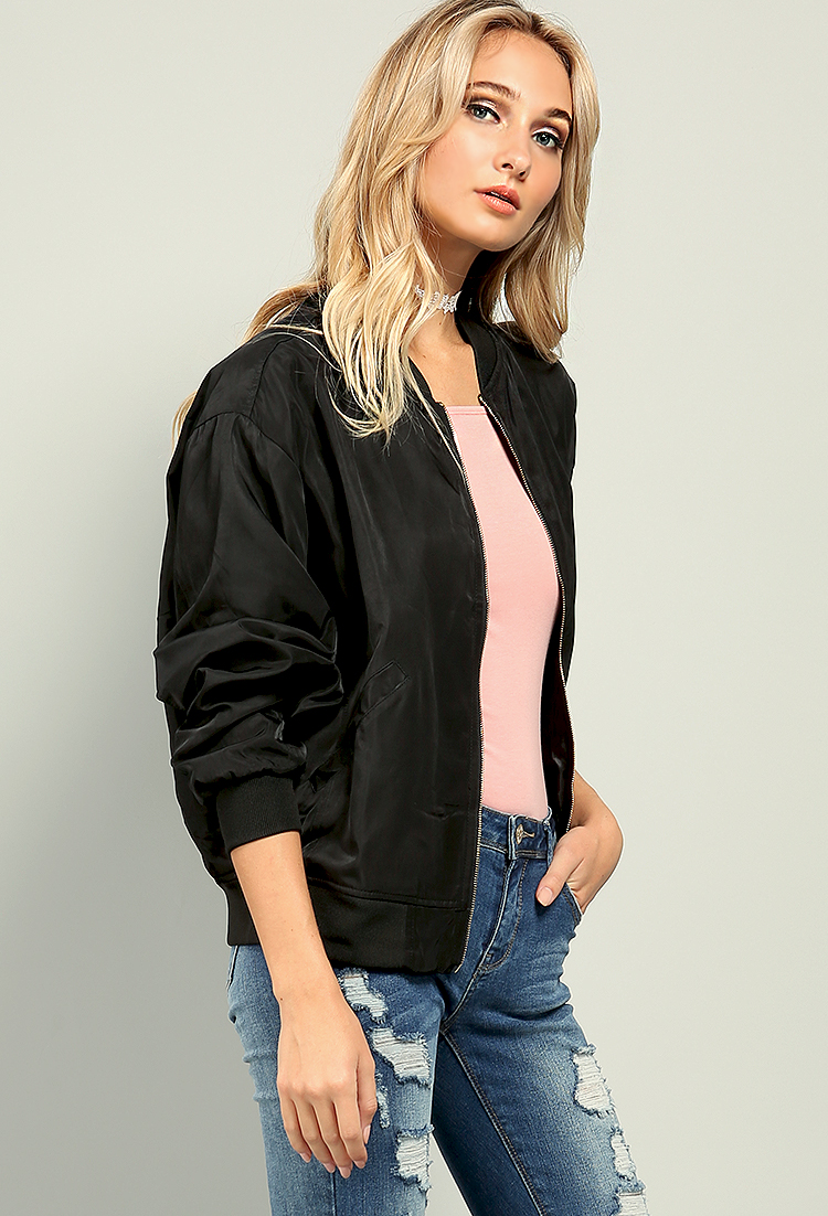 Forever Or Never Embroidered Graphic Bomber