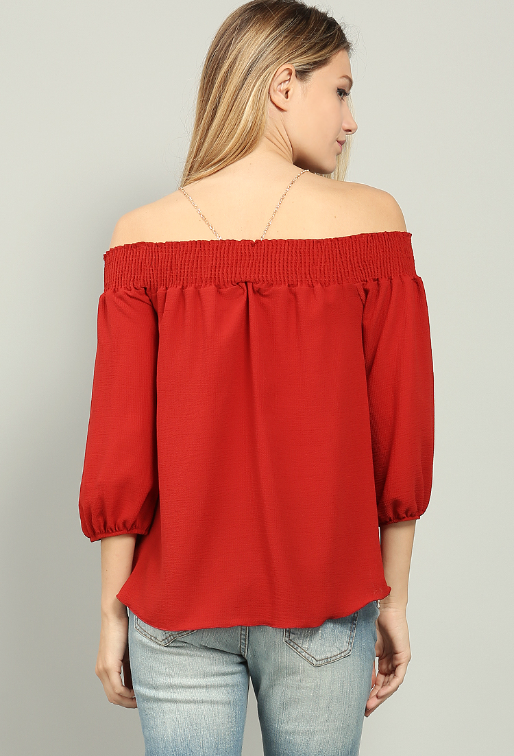 Lacy Off-The-Shoulder W/Necklace