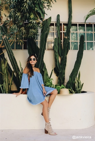 Chambray Off-The-Shoulder Dress