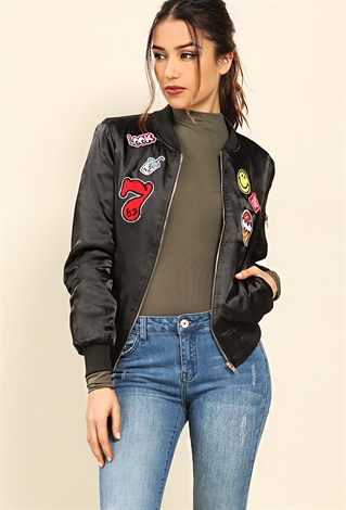 Patched Bomber Jacket