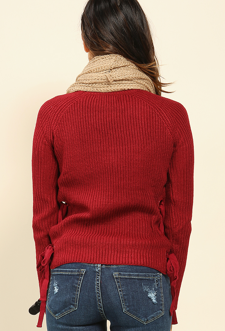 Lace-Up Crew Sweater